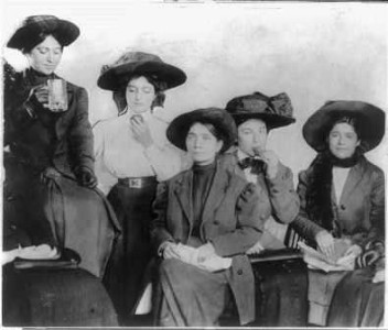 Brave New York Shirtwaist workers break for lunch during 1911 strike in aftermath of Triangle Shirtwaist Factory fire.